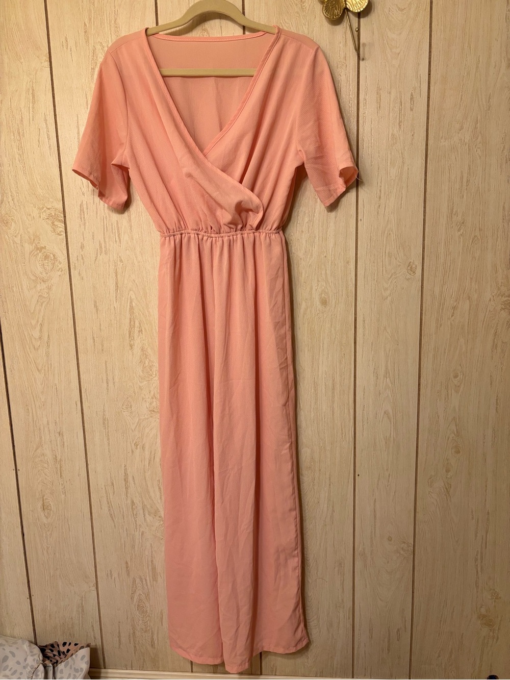 Women's Peach Jumpsuit Elastic Waist